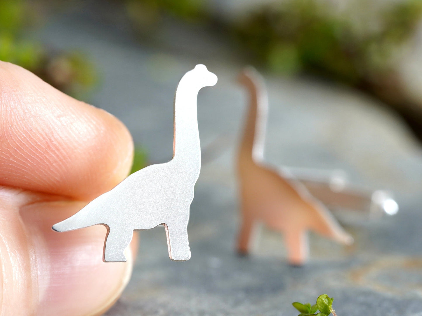 Brachiosaurus Cuff Links in Sterling Silver, Silver Dinosaur Cufflinks, Personalized Dinosaur Cuff Links
