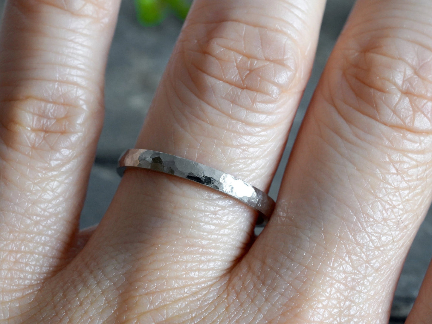 2mm Platinum Wedding Band With Hammered Effect, Platinum Wedding Ring, Rustic Wedding Band, Made To Order