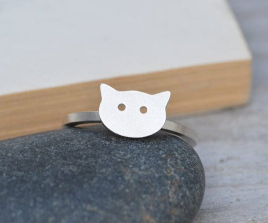 Cat Ring in Sterling Silver, Silver Kitten Ring