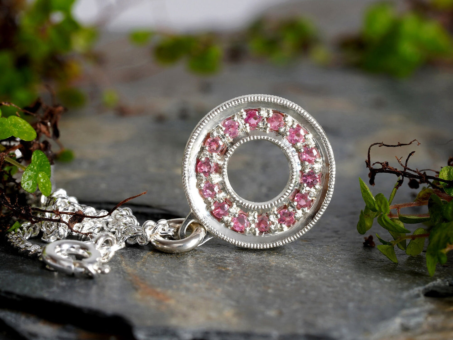 Eternity Tourmaline Necklace in Sterling Silver, Pink Tourmaline Necklace, Infinity Tourmaline Necklace