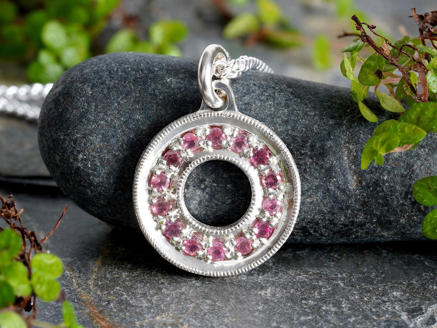 Eternity Tourmaline Necklace in Sterling Silver, Pink Tourmaline Necklace, Infinity Tourmaline Necklace