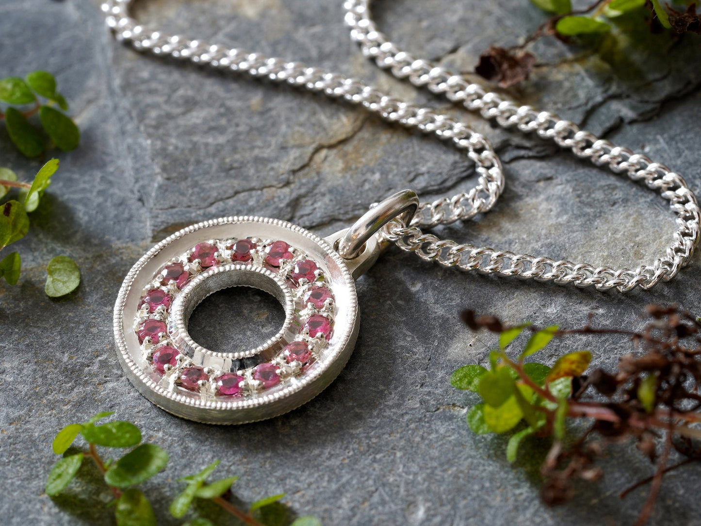 Eternity Tourmaline Necklace in Sterling Silver, Pink Tourmaline Necklace, Infinity Tourmaline Necklace