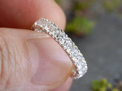Sterling Silver Eternity Ring, CZ Eternity Ring, 3mm Eternity Ring in UK size K 1/2 (US size 5.5)
