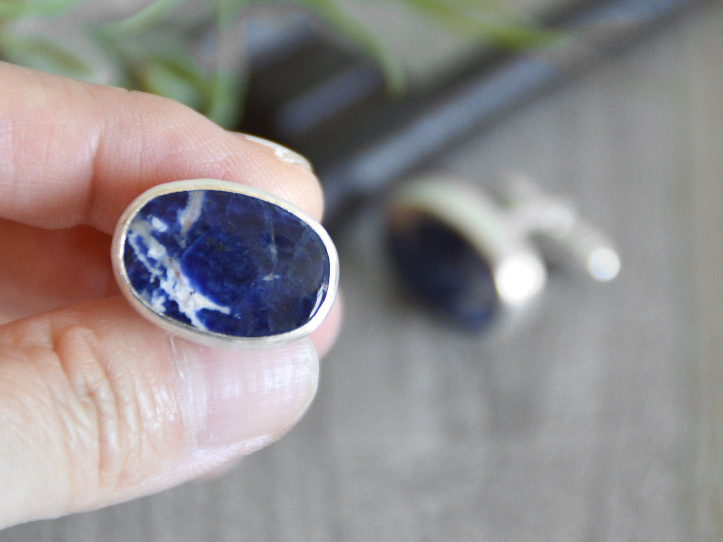 Sodalite Cufflinks in Sterling Silver, Gemstone Cufflinks