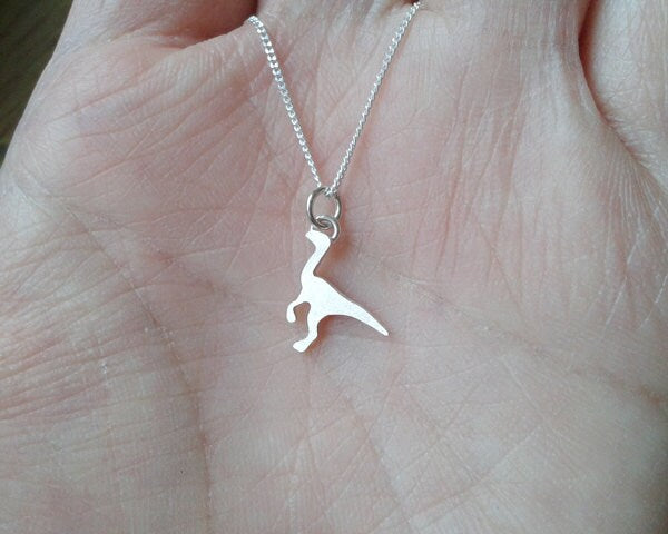 Dinosaur Necklace in Sterling Silver, Leaellynasaura Necklace
