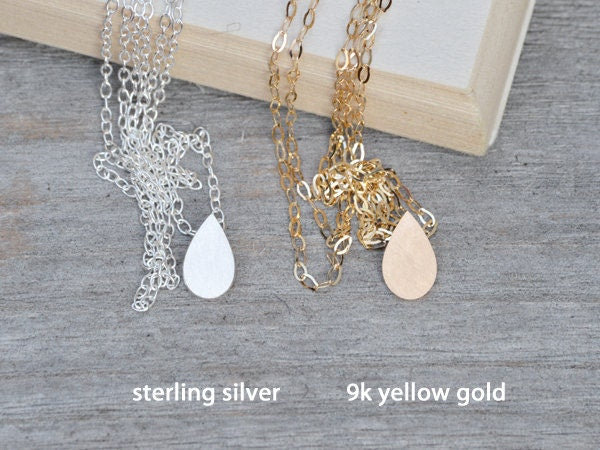 Silver Raindrop Necklace, Teardrop Necklace in Silver