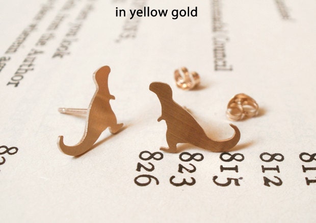 T-Rex Stud Earrings In Sterling Silver, Silver Dinosaur Ear Posts