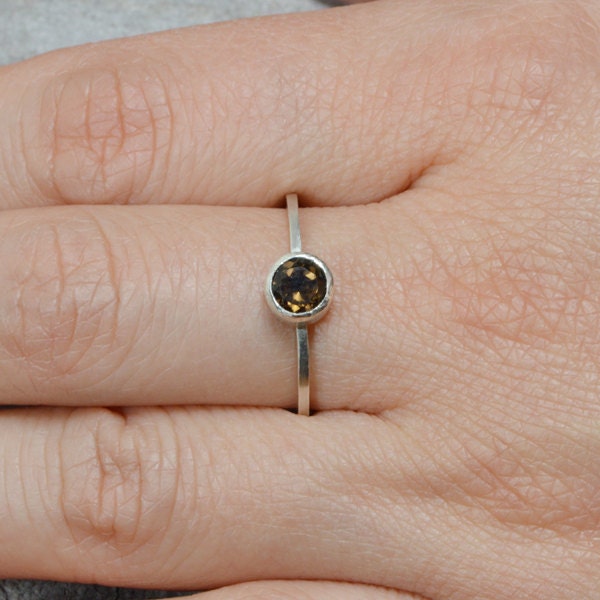 Smoky Quartz Ring in Solid Sterling Silver