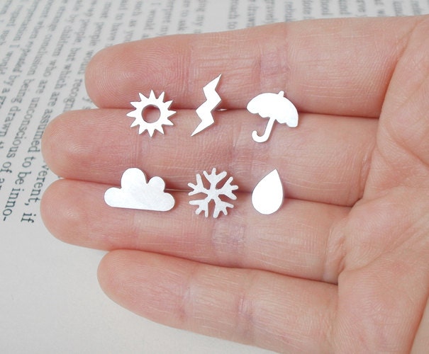 Lightning Stud Earrings in Sterling Silver, Silver Lightning Ear Posts