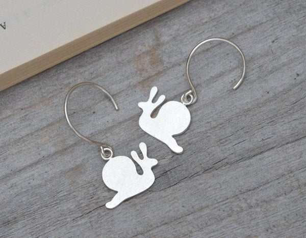 Snail Earrings in Sterling Silver, Silver Snail Earrings