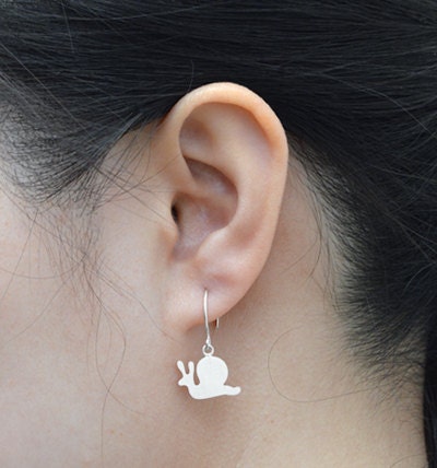 Snail Earrings in Sterling Silver, Silver Snail Earrings