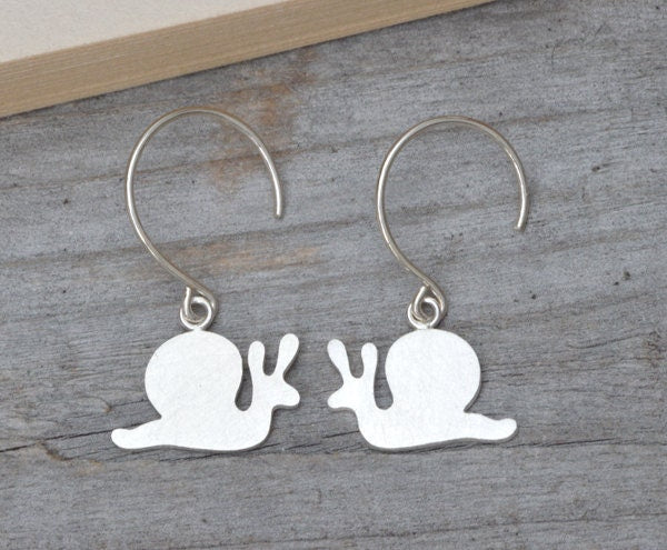 Snail Earrings in Sterling Silver, Silver Snail Earrings