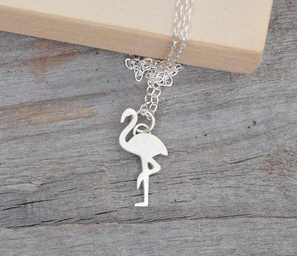 Flamingo Necklace in Sterling Silver, Silver Flamingo Necklace