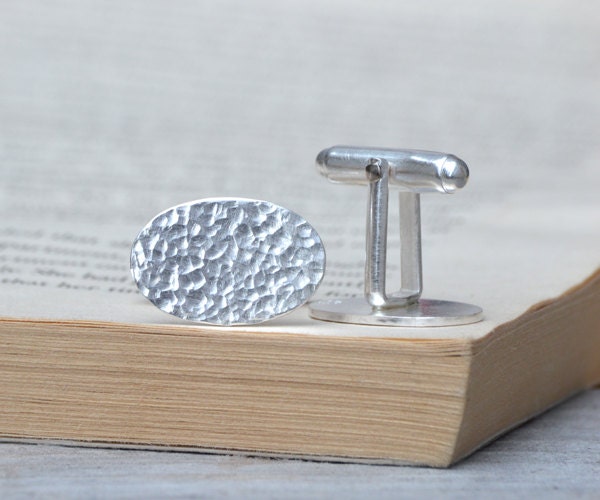 Textured Cufflinks in Sterling Silver, Classic Cufflinks with Texture