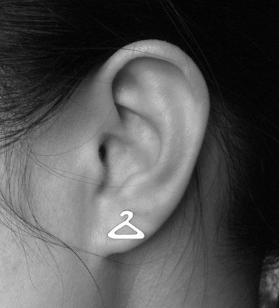 Hanger Stud Earrings in Sterling Silver, Silver Hanger Ear Posts