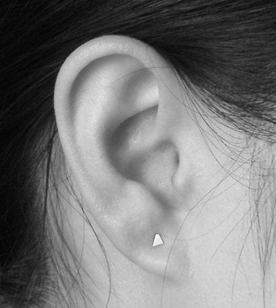 Tiny Quadrilateral Stud Earrings in 9ct Yellow Gold, Small Yellow Gold Ear Posts