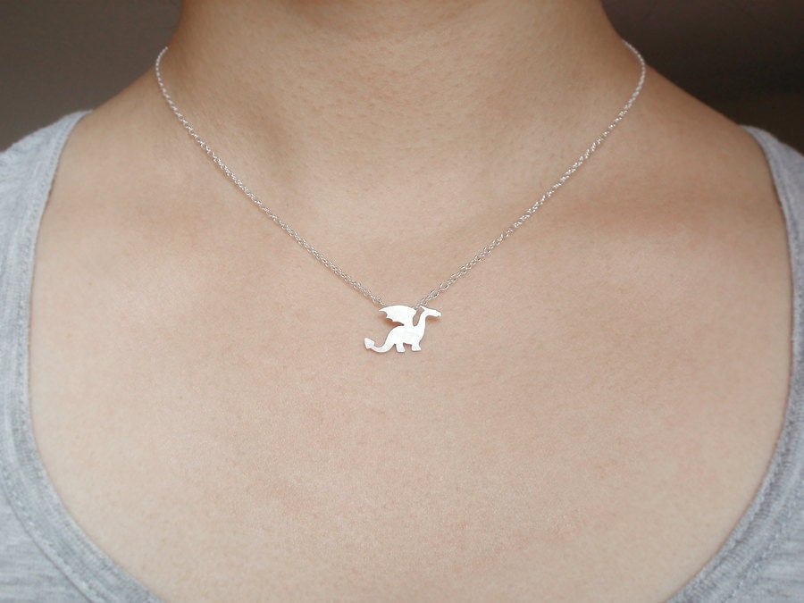Dragon Necklace in Sterling Silver, Silver Dragon Necklace
