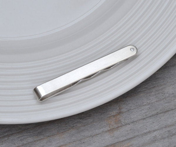 Diamond Tie Slide, Diamond Tie Clip, Diamond Jewelry for Him
