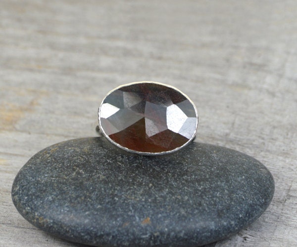 Large Sapphire Ring in Sterling Silver, Bi Coloured Sapphire Cocktail Ring, 6.65ct Sapphire Ring