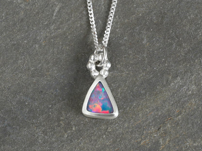 Small Australian Opal Doublet Necklace in Sterling Silver