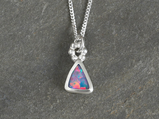 Small Australian Opal Doublet Necklace in Sterling Silver