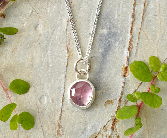 Small Tourmaline Necklace in Sterling Silver