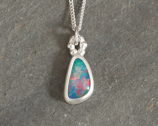 Fine Australian Opal Doublet Necklace in Sterling Silver