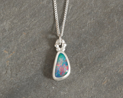 Fine Australian Opal Doublet Necklace in Sterling Silver