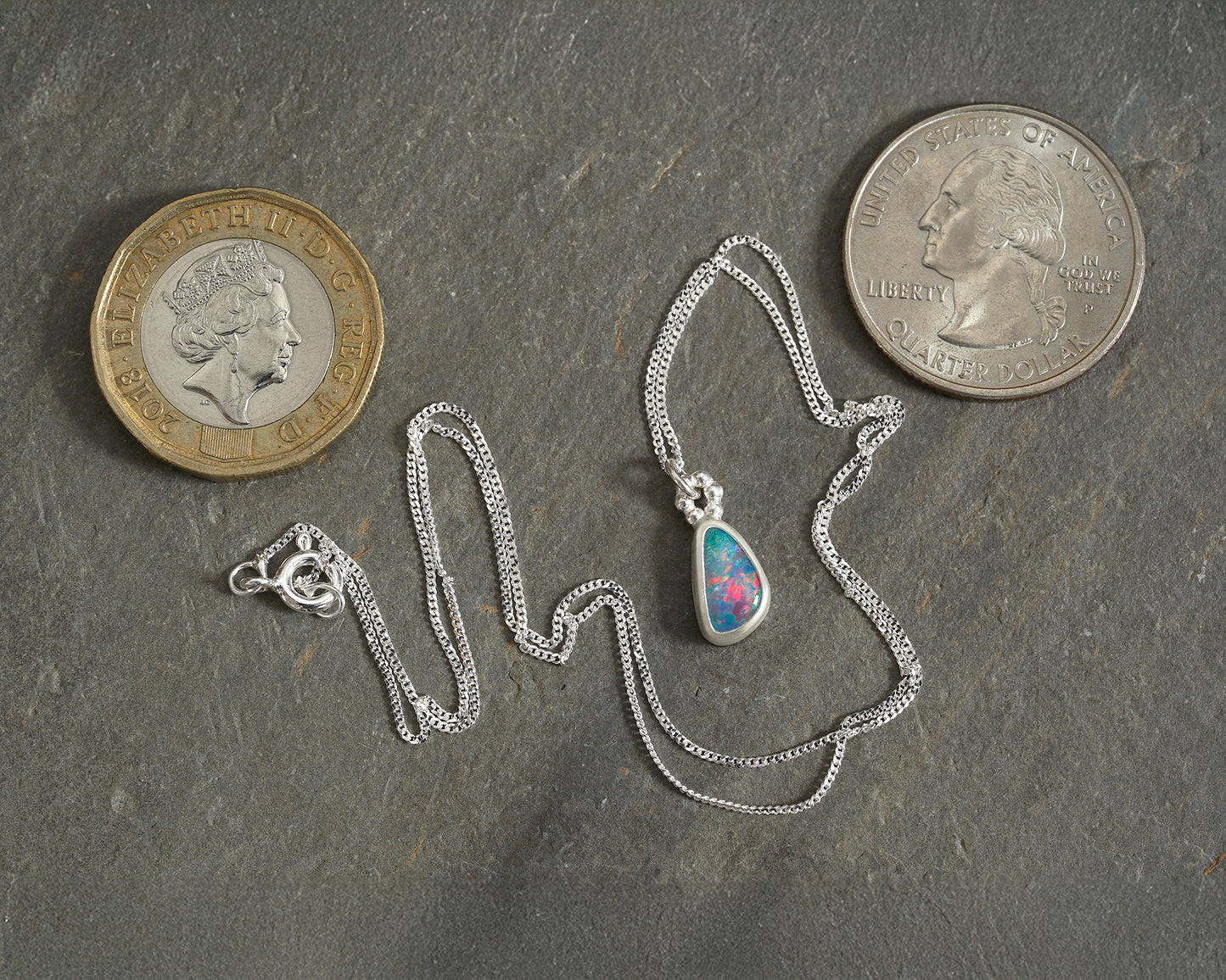 Fine Australian Opal Doublet Necklace in Sterling Silver