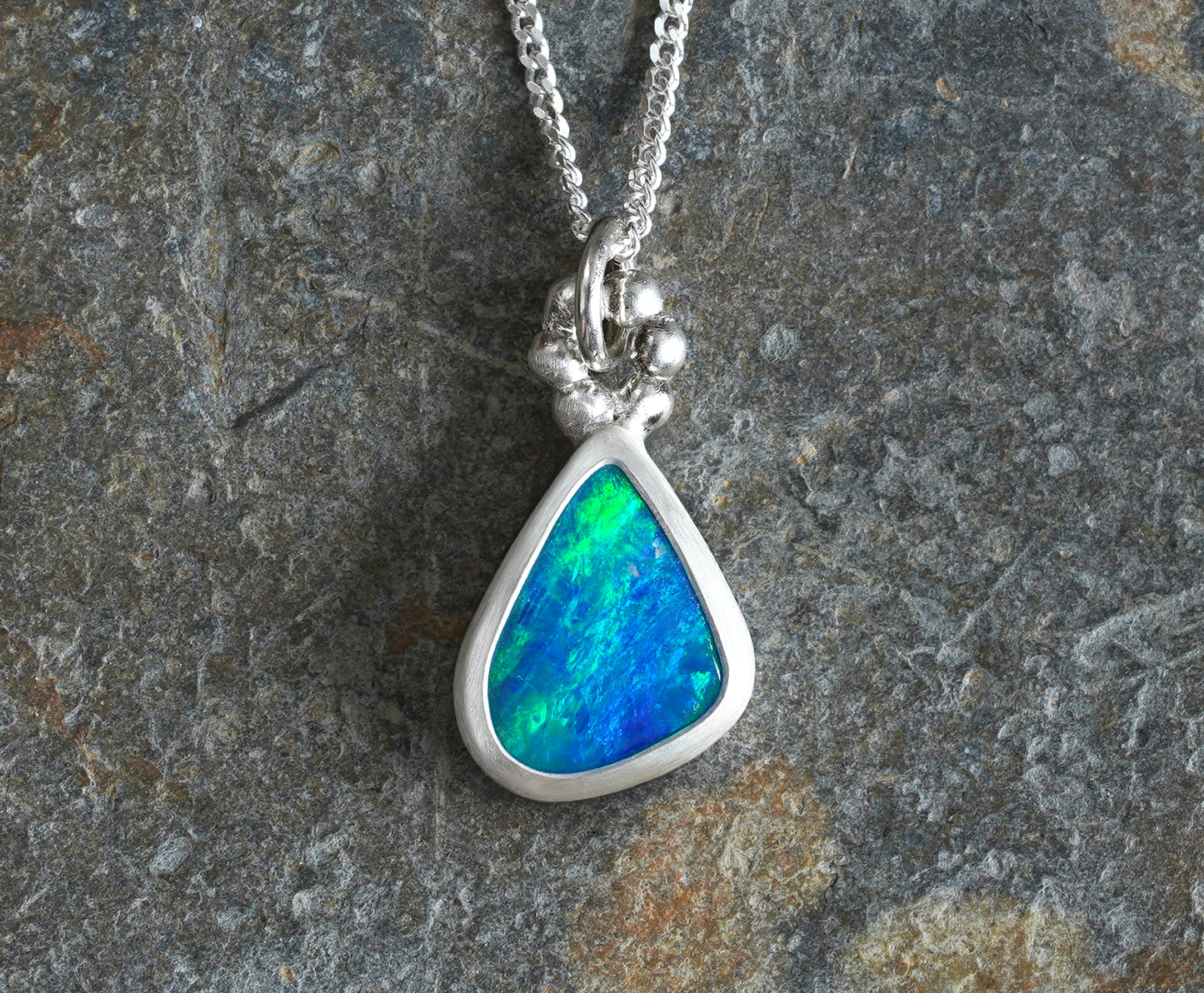 0.75ct Australian Opal Doublet Raindrop Necklace in Sterling Silver