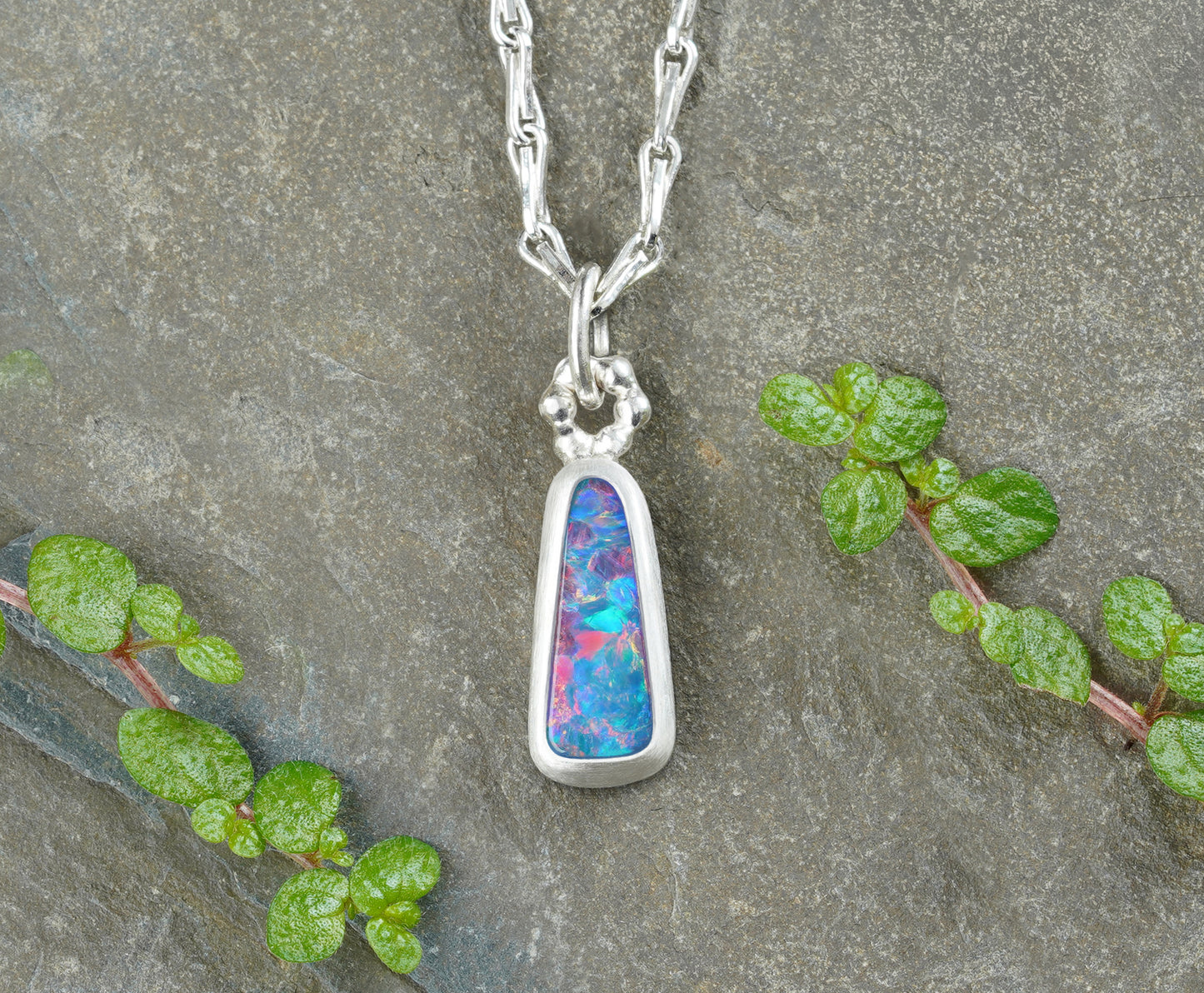 0.85ct Australian Opal Doublet Necklace in Sterling Silver