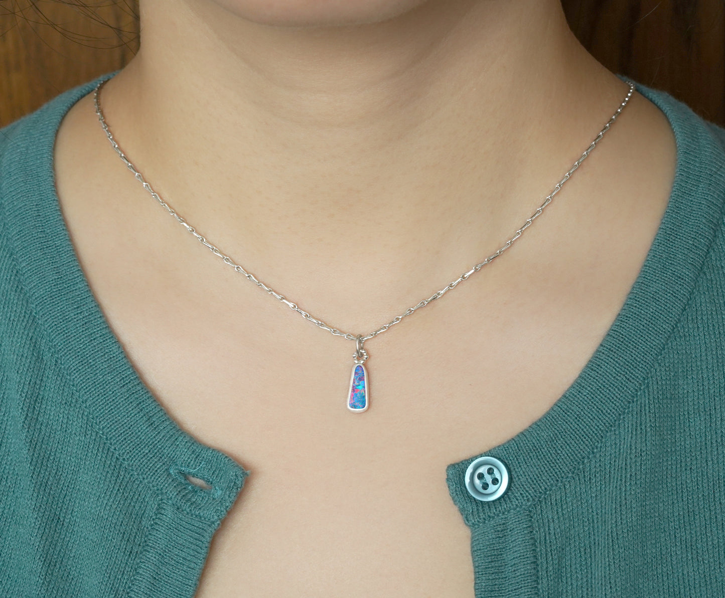 0.85ct Australian Opal Doublet Necklace in Sterling Silver