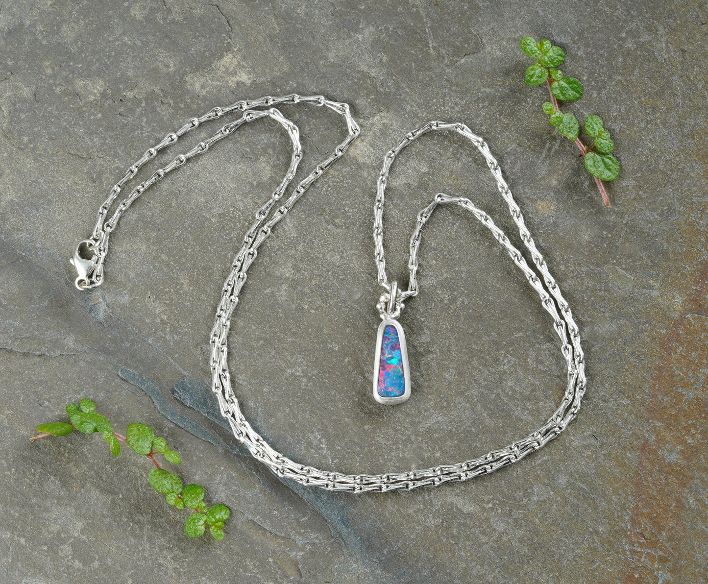 0.85ct Australian Opal Doublet Necklace in Sterling Silver