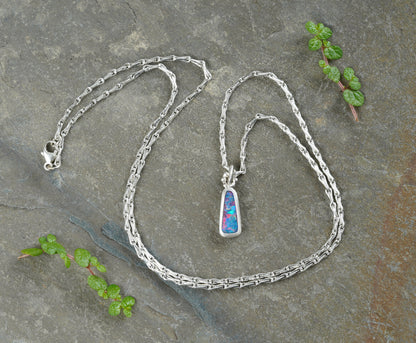 0.85ct Australian Opal Doublet Necklace in Sterling Silver