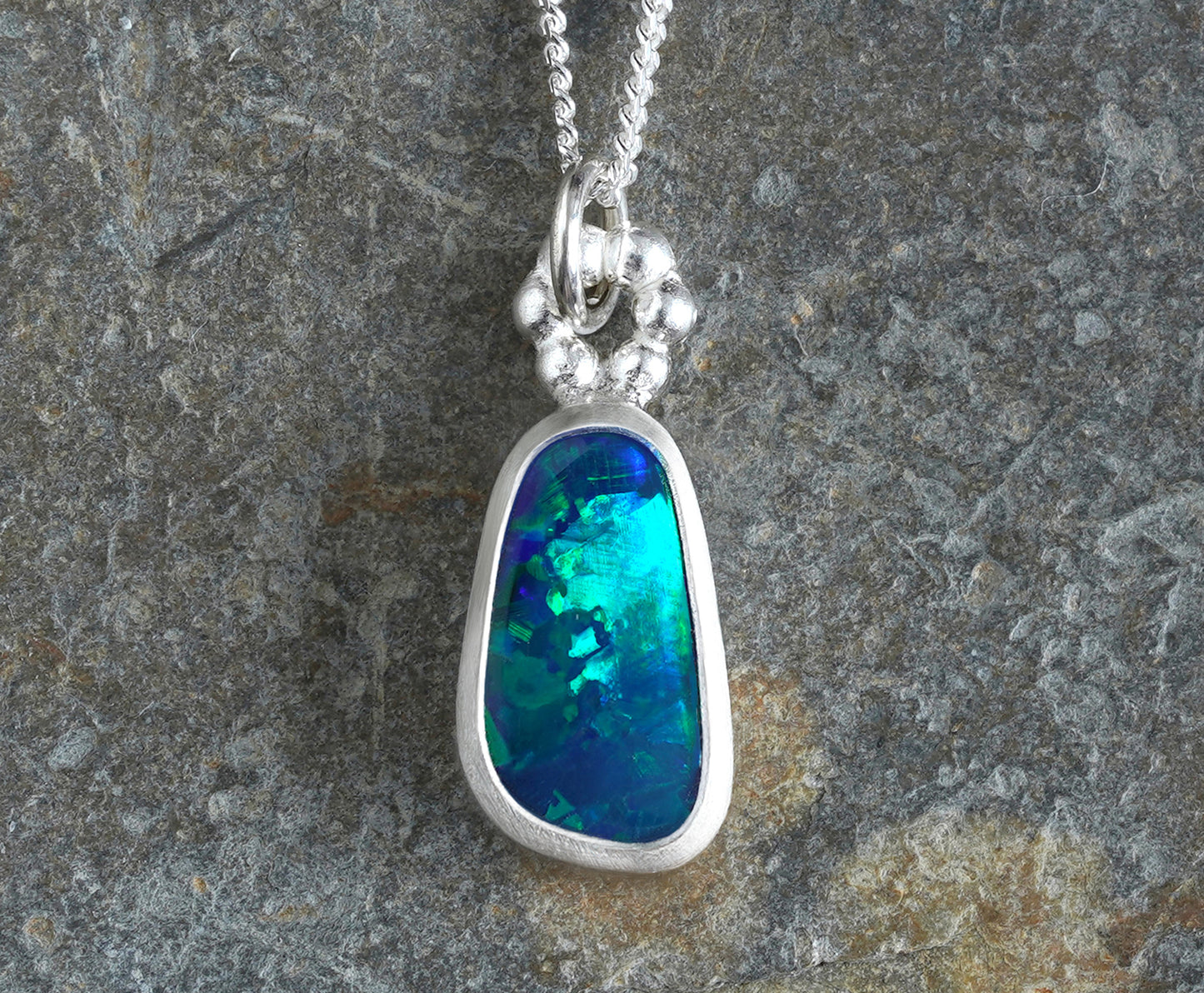 0.85ct Australian Opal Doublet Necklace in Sterling Silver