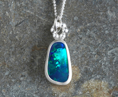 0.85ct Australian Opal Doublet Necklace in Sterling Silver