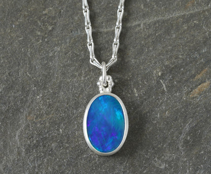 1.25ct Australian Opal Doublet Necklace in Sterling Silver