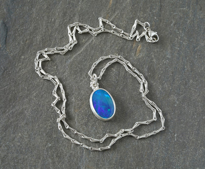 1.25ct Australian Opal Doublet Necklace in Sterling Silver