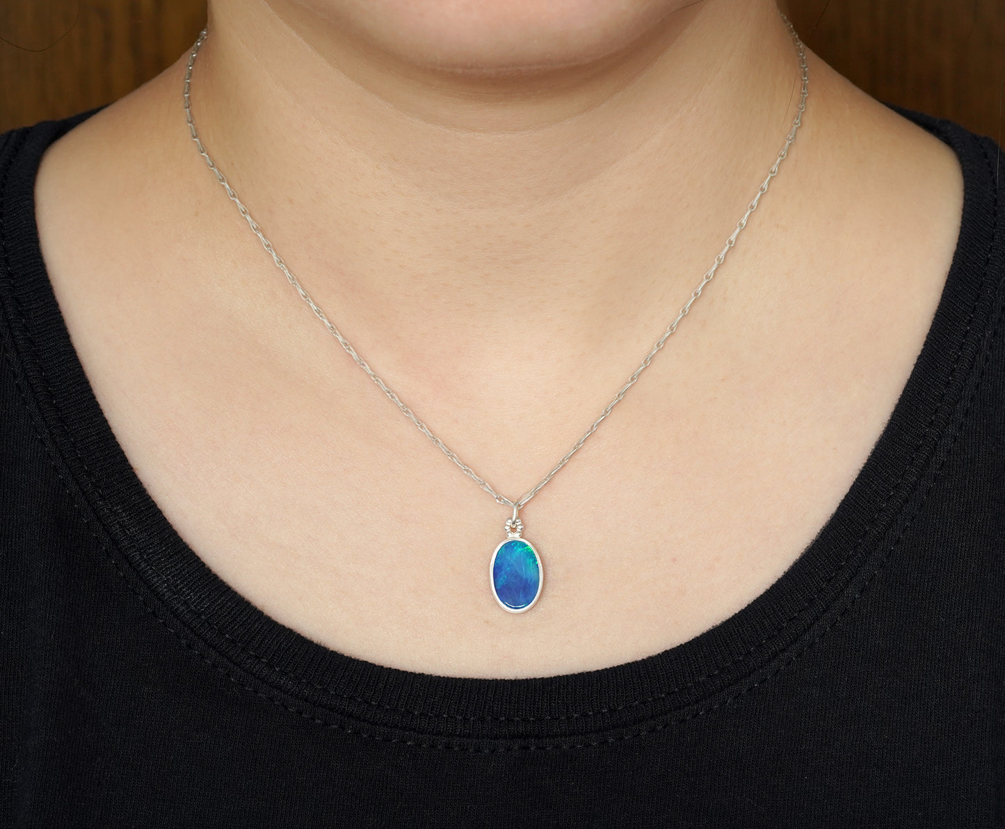 1.25ct Australian Opal Doublet Necklace in Sterling Silver