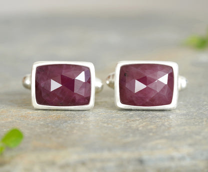 12ct Ruby Cufflinks in Sterling Silver