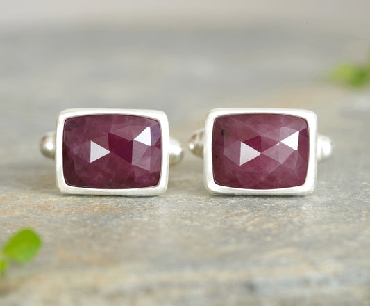 12ct Ruby Cufflinks in Sterling Silver