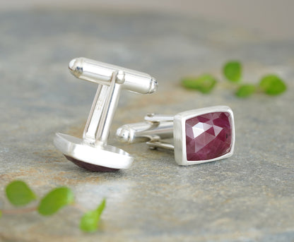 12ct Ruby Cufflinks in Sterling Silver