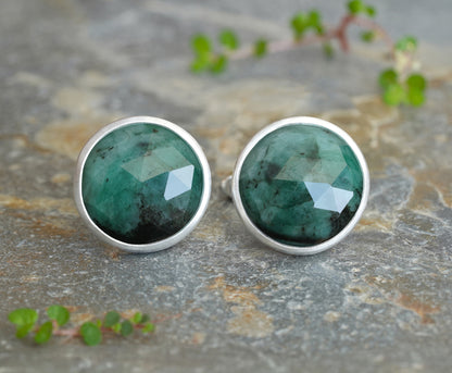 15ct Emerald Cufflinks in Sterling Silver