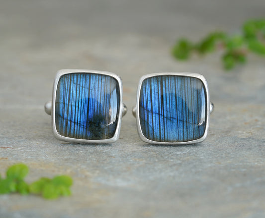 16ct Labradorite Cufflinks in Solid Sterling Silver