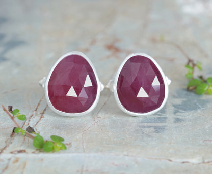 16ct Natural Ruby Cufflinks in Sterling Silver