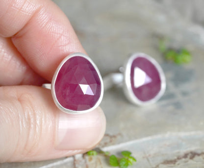 16ct Natural Ruby Cufflinks in Sterling Silver