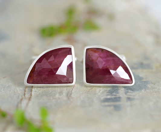 18ct Ruby Cufflinks in Sterling Silver