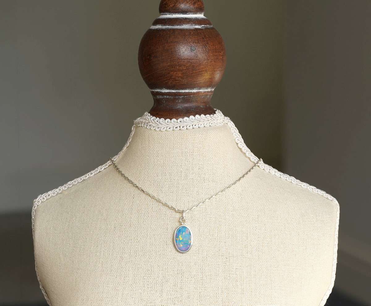 1.8ct Australian Opal Doublet Necklace in Sterling Silver