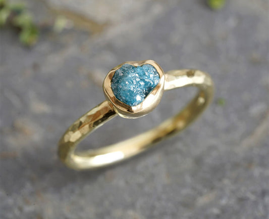 1ct Blue Diamond Engagement Ring in 18k Yellow Gold