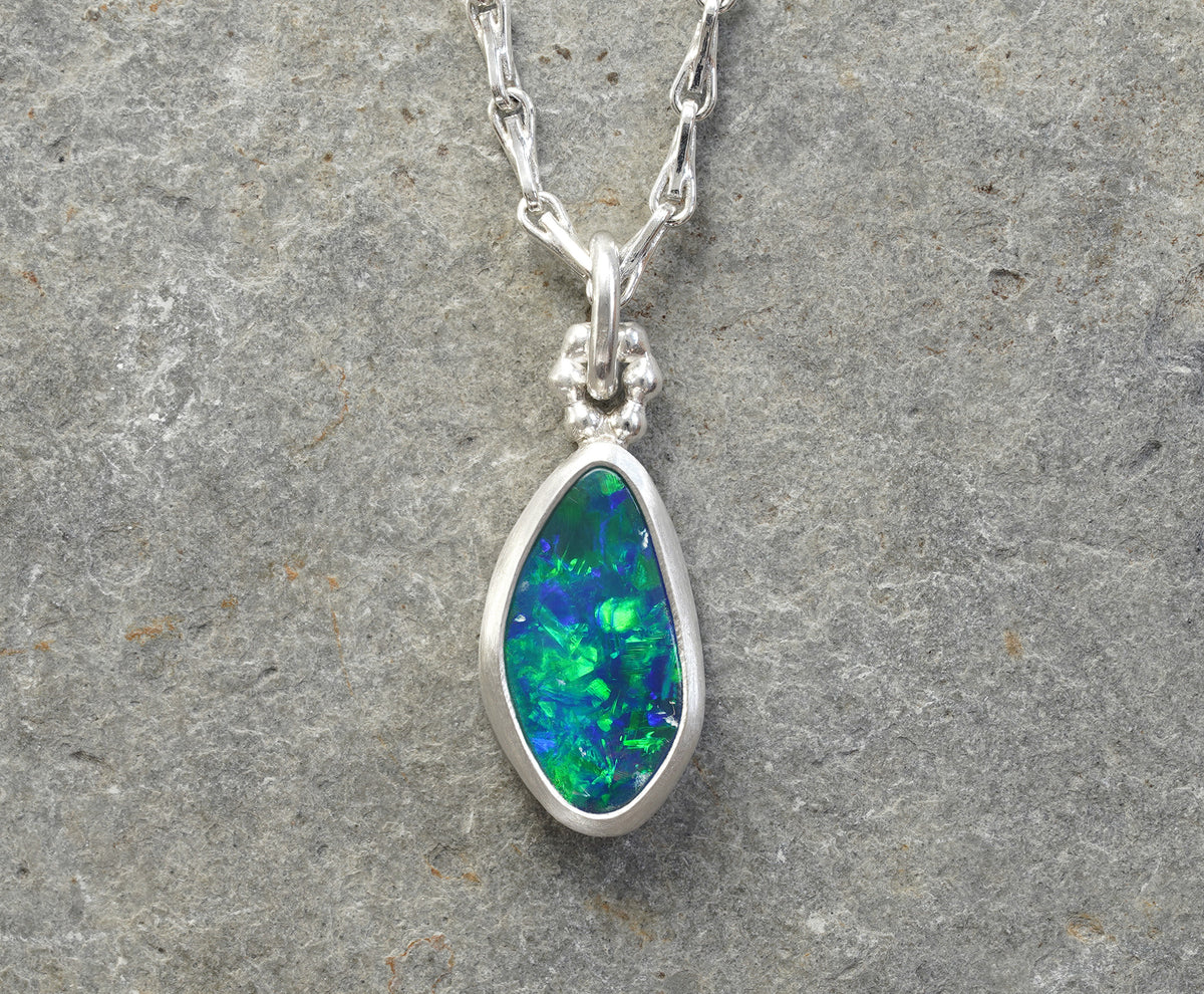1.35ct Australian Opal Doublet Necklace in Sterling Silver
